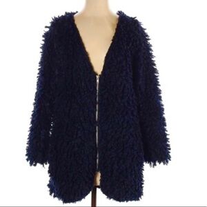 ⏰Melody S blue BOHO lined v-neck fuzzy jacket coat